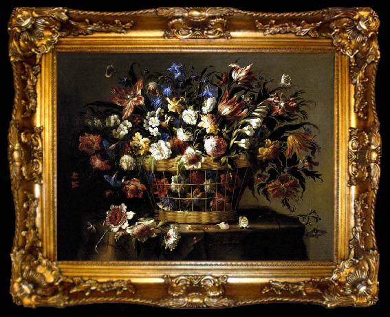 framed  Arellano, Juan de Basket of Flowers c, ta009-2
